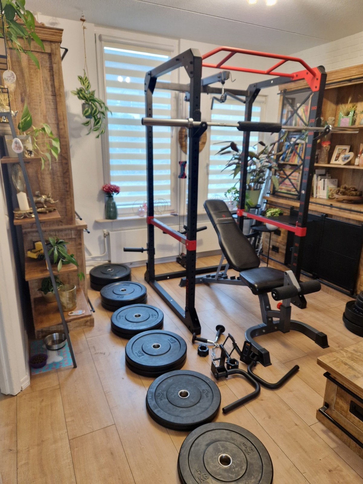 power rack bankje olympische stang en 130 kg bumperplates, Ophalen, Overige typen