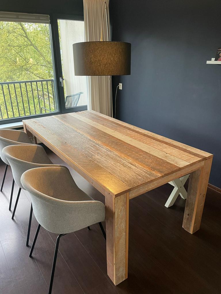 Braziliaans sloophouten eettafel, Ophalen, 200 cm of meer, 50 tot 100 cm, Zo goed als nieuw