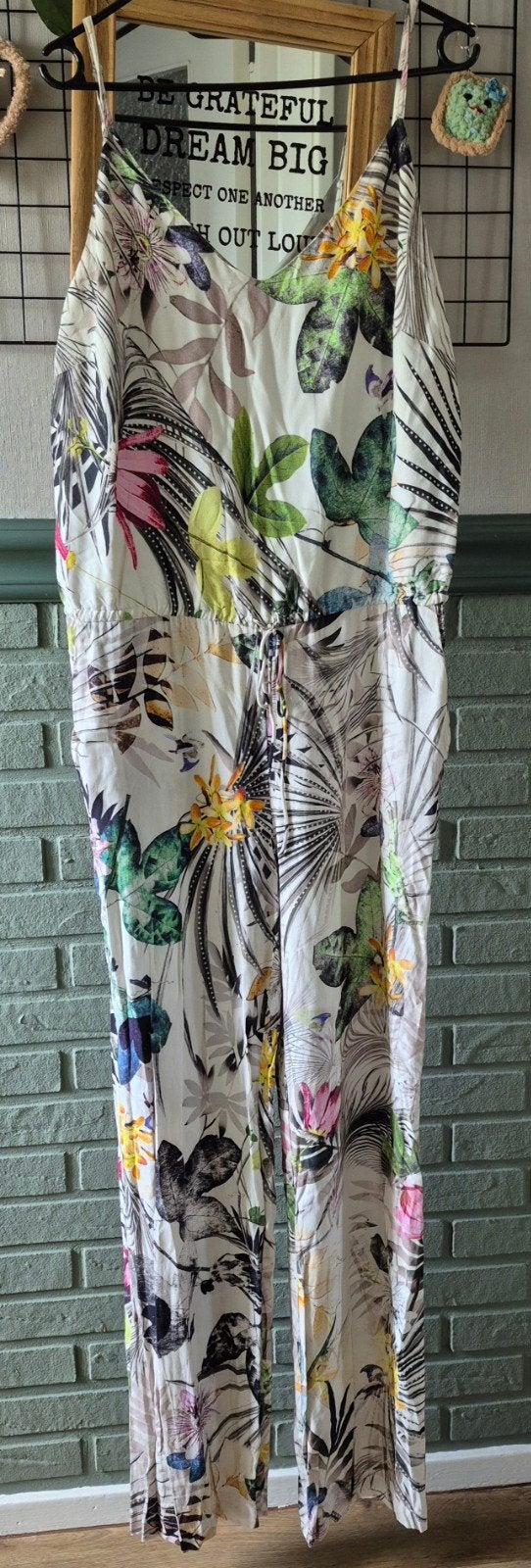 Steps Jumpsuit Maat L met Tropische Print, Wit, Maat 42/44 (L), Ophalen of Verzenden, Zo goed als nieuw