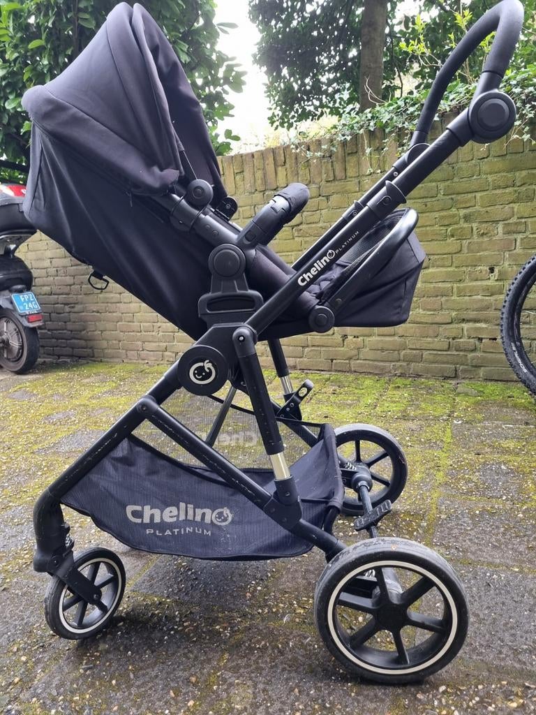 ChelinO Platinum Kinderwagen - Zwart, Gebruikt, Kinderwagen, Overige merken, Verstelbare duwstang