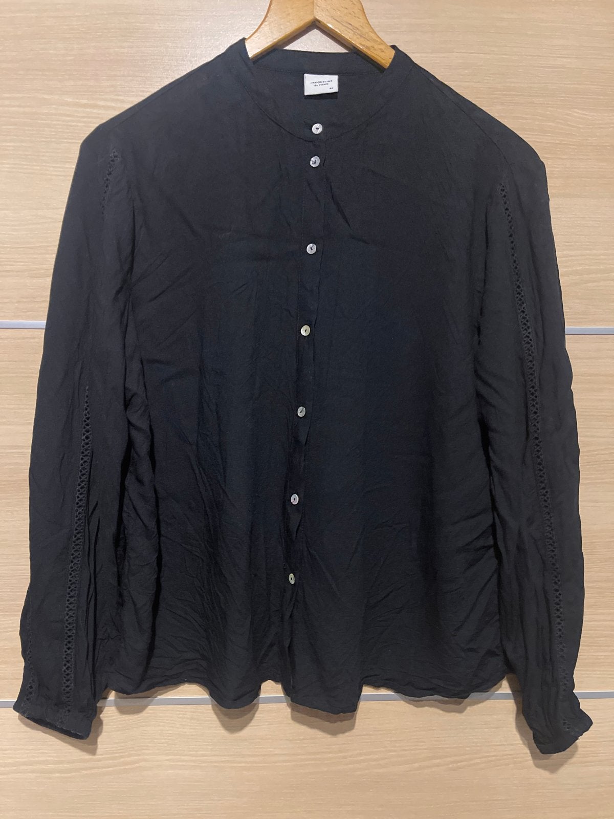 Jacqueline de Yong Zwarte Blouse Maat 42 mouw doorzichtig, Ophalen of Verzenden, Zo goed als nieuw, Maat 42/44 (L), Zwart