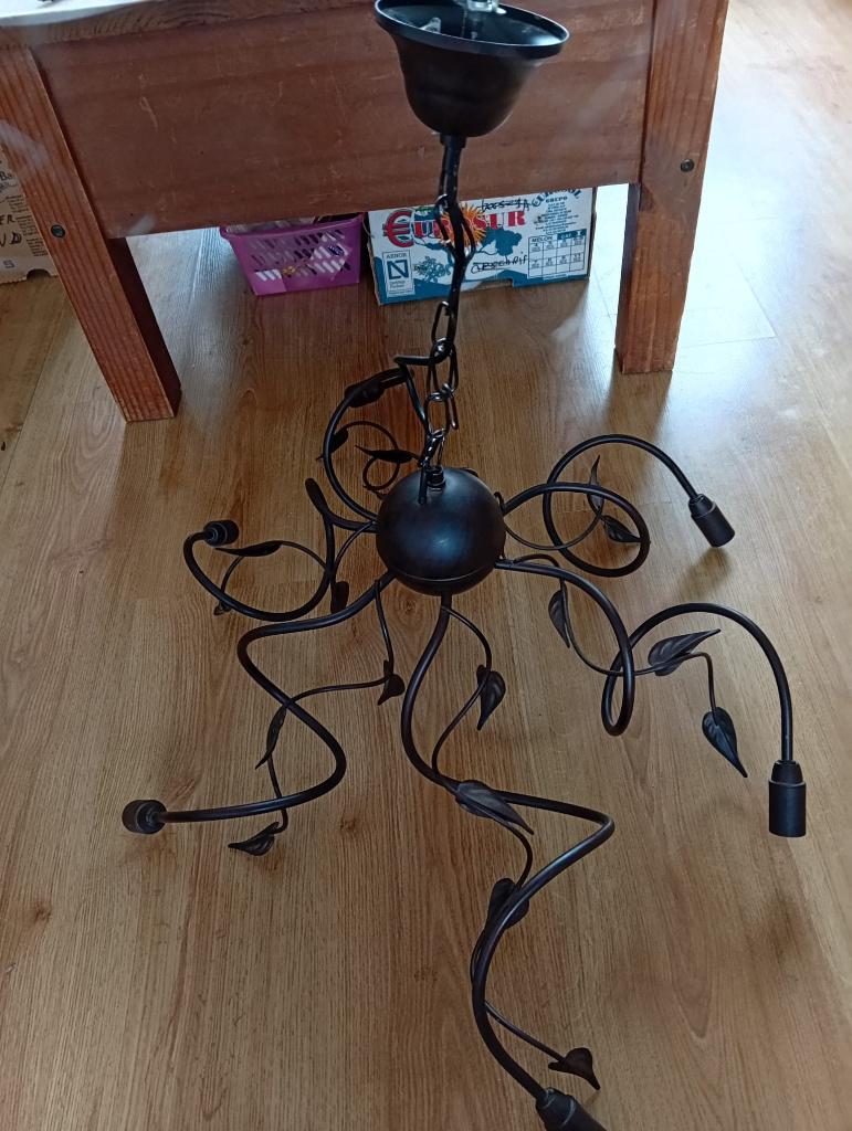 Bruine hanglamp met takken en bladeren, Ophalen, Gebruikt, Minder dan 50 cm