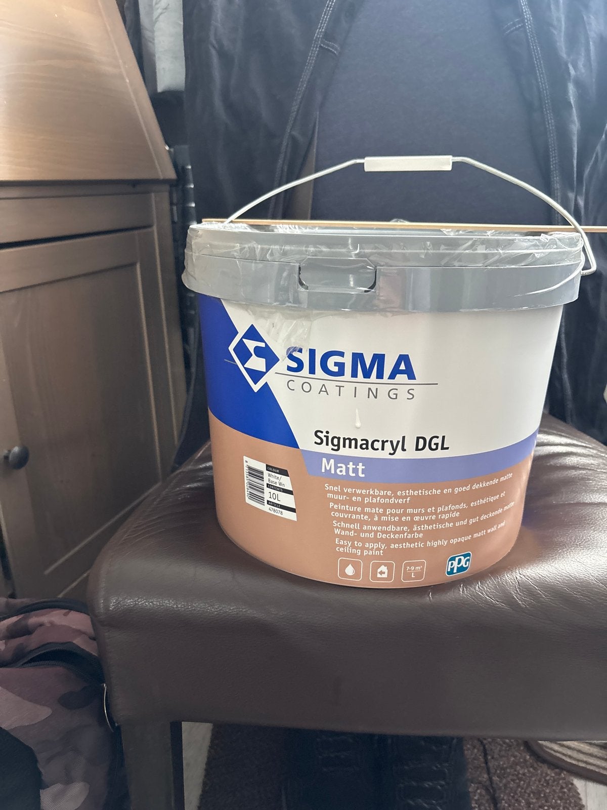Sigma Sigmacryl DGL Matt 10L - 100% Wit (Ongemengd), Ophalen, 5 tot 10 liter, Wit, Nieuw