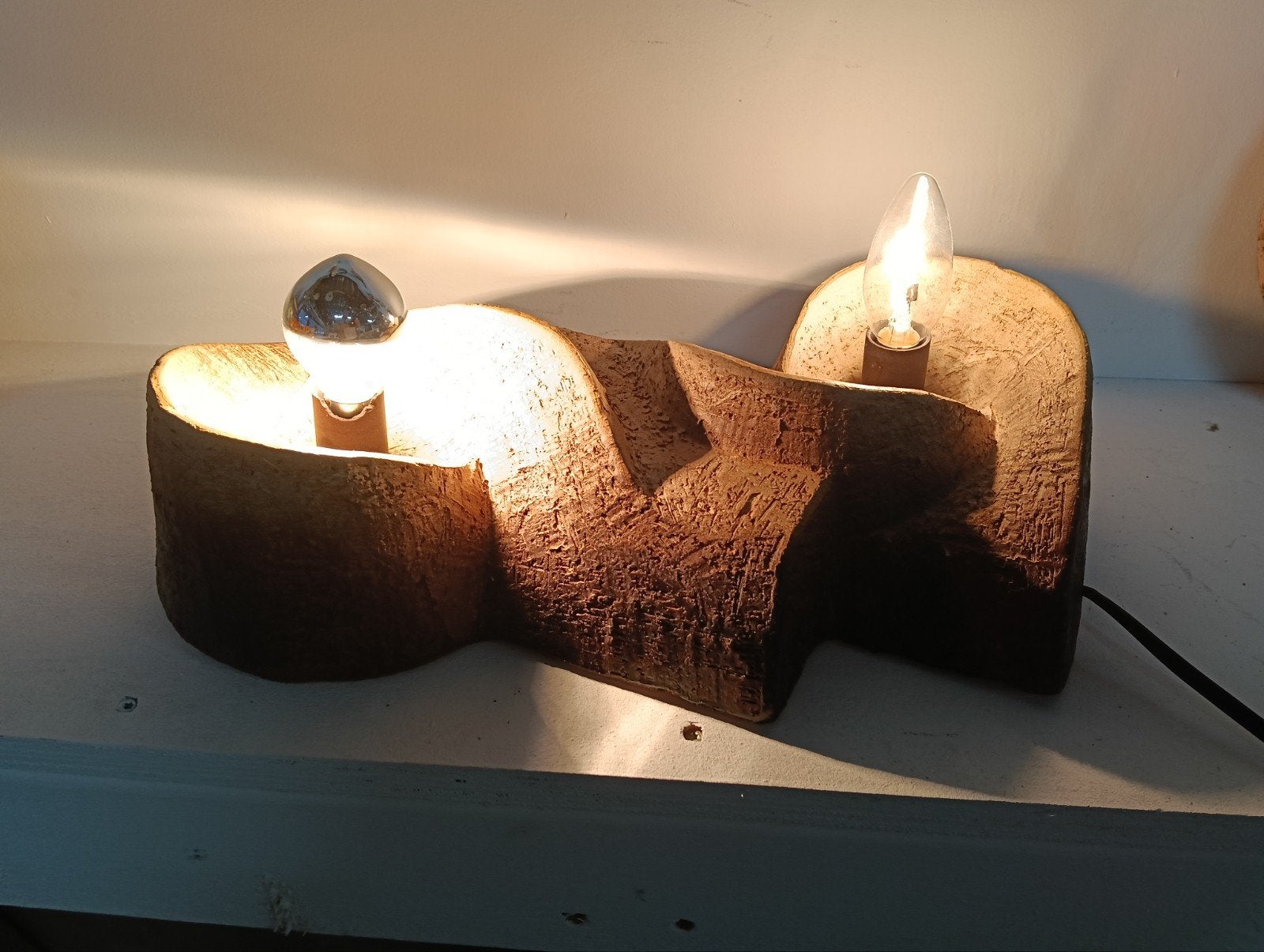 keramiek brutalist Wokkel Lamp - Uniek Design (38x26 cm), Huis en Inrichting, Gebruikt, Vintage, Keramiek, Ophalen of Verzenden