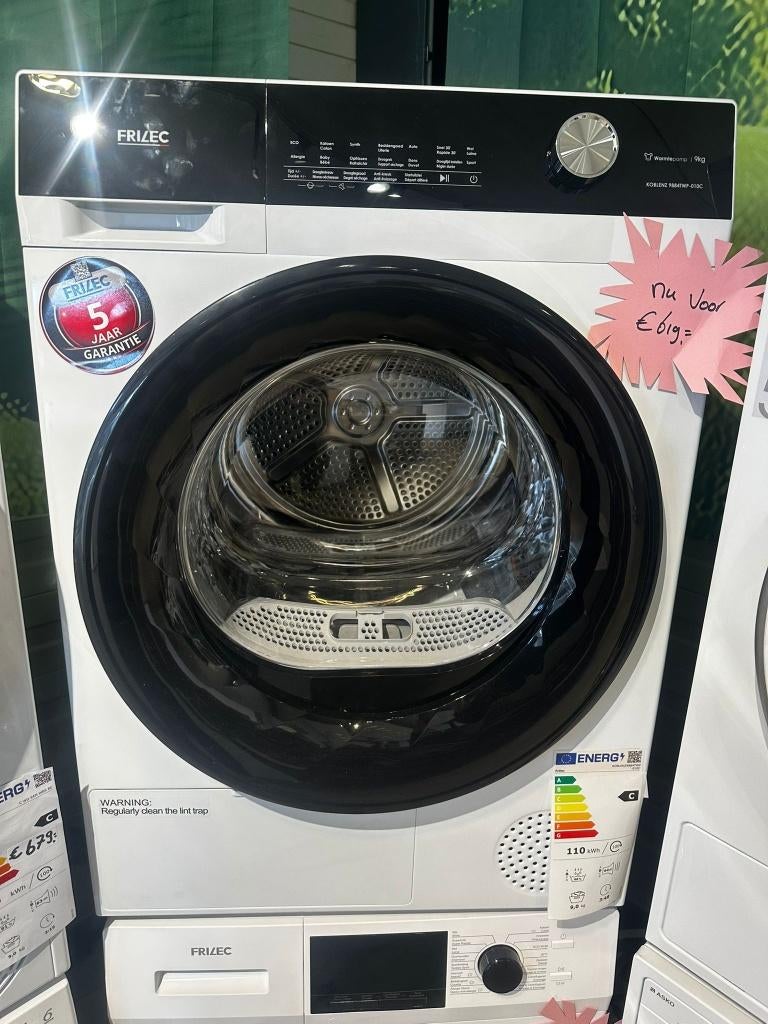 Nieuwe frilec warmtepompdroger 9 kg c label, Witgoed en Apparatuur, Wasdrogers, Ophalen, Domest, 8 tot 10 kg, Nieuw