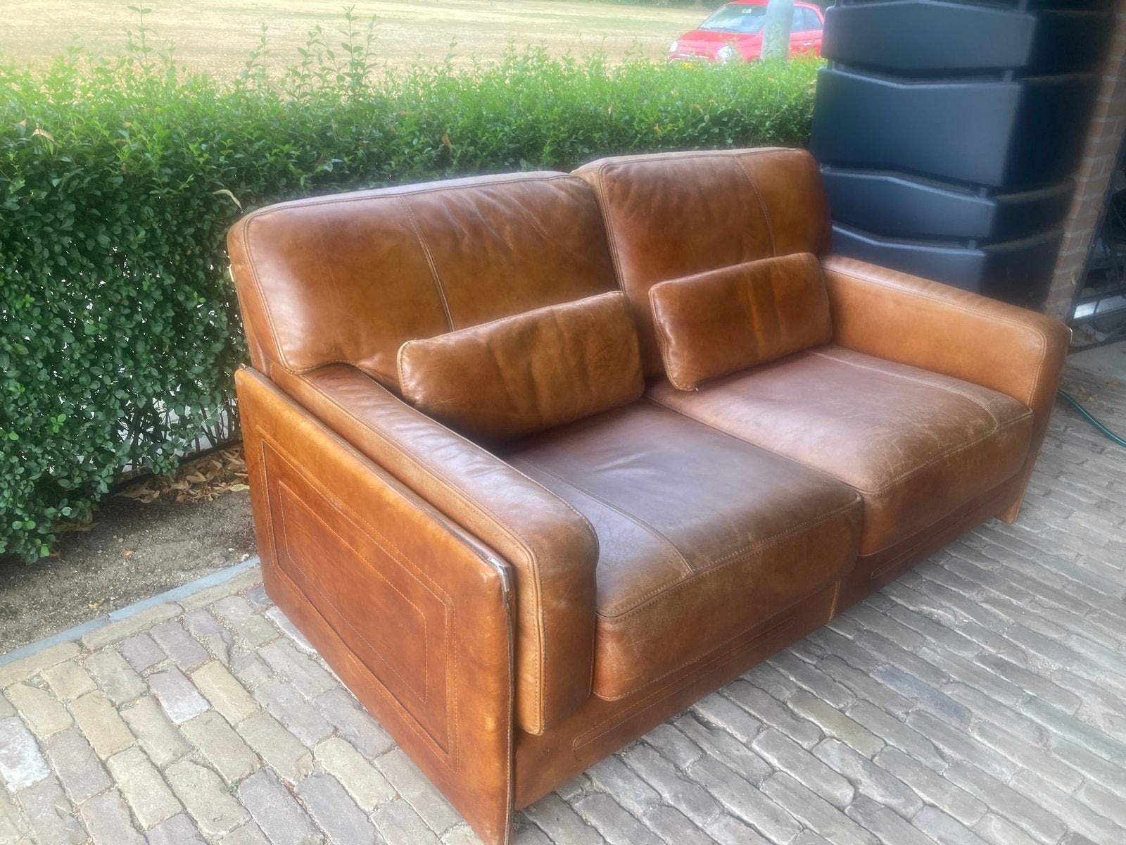Tk. aangeb; 2zits Baxter Arcon + poef, Huis en Inrichting, Ophalen of Verzenden, Zo goed als nieuw, 75 tot 100 cm, Leer