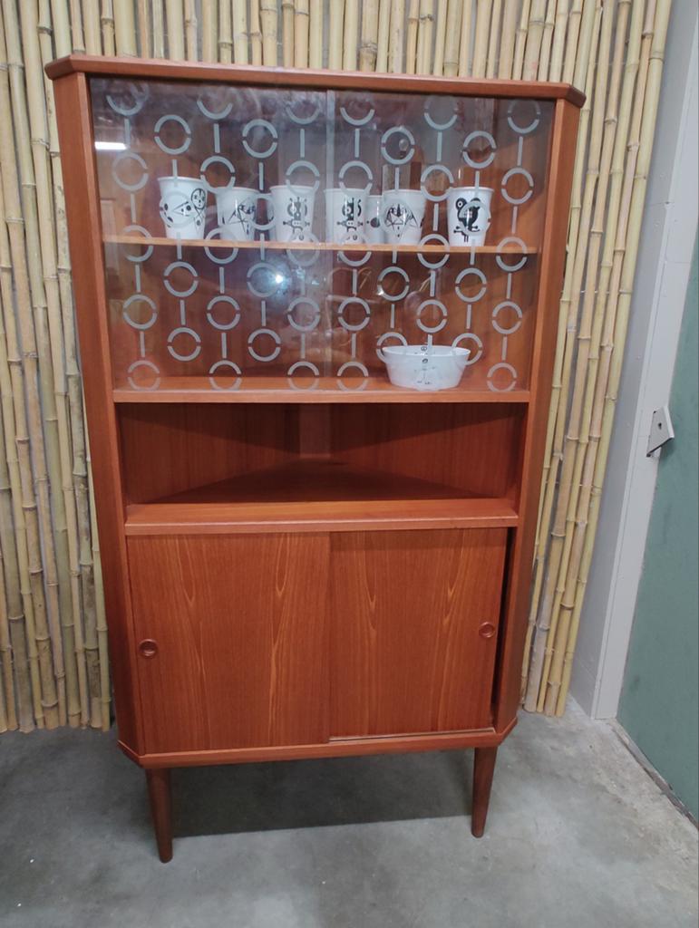 Vintage kast, Ophalen, Gebruikt, Deens, teak, vintage, vitrinekast, 1 of 2 laden