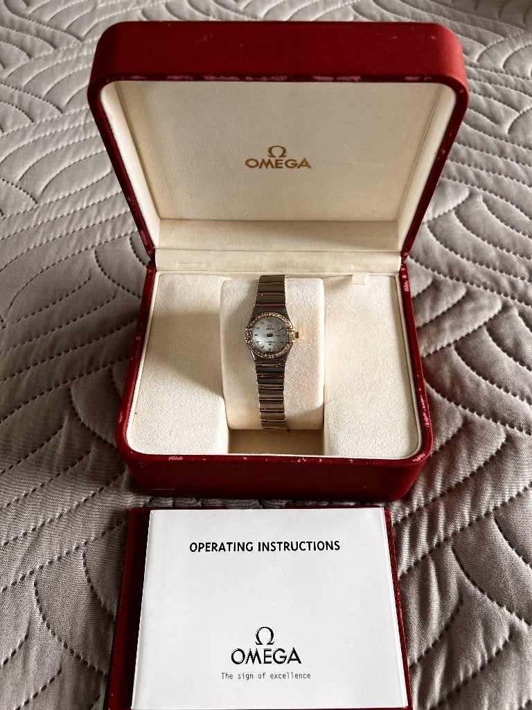 OMEGA Contallation staal/goud met diamantjes, Overige merken, Staal, Polshorloge, Ophalen of Verzenden