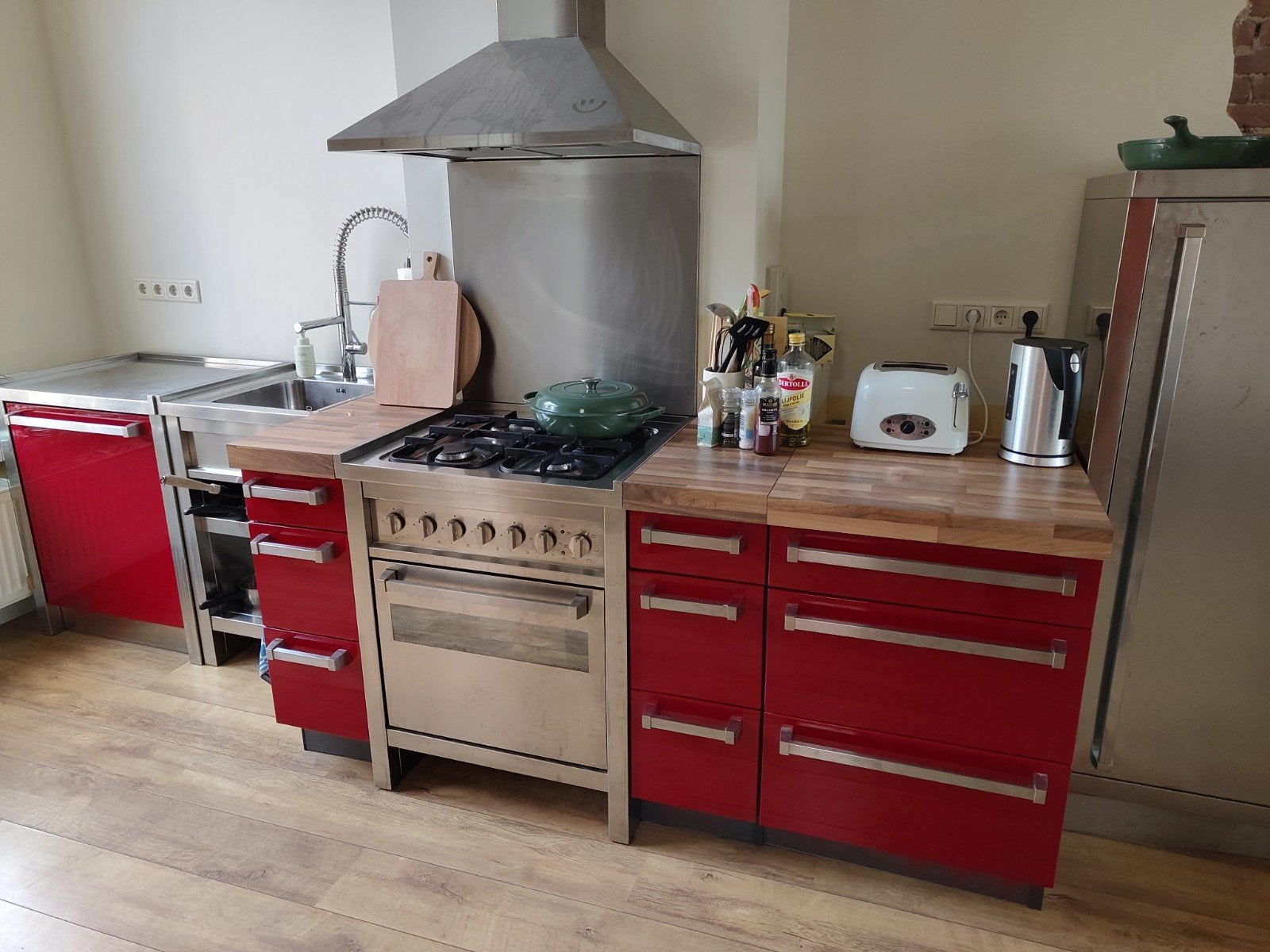 M-system keuken met fornuis, Ophalen, Gebruikt, Enkelwandige keuken, Hout