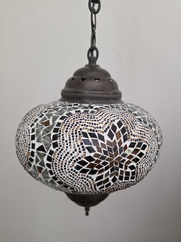 Marokkaanse mozaïek hanglamp, Huis en Inrichting, Lampen | Hanglampen, Ophalen, Zo goed als nieuw, Glas, Minder dan 50 cm