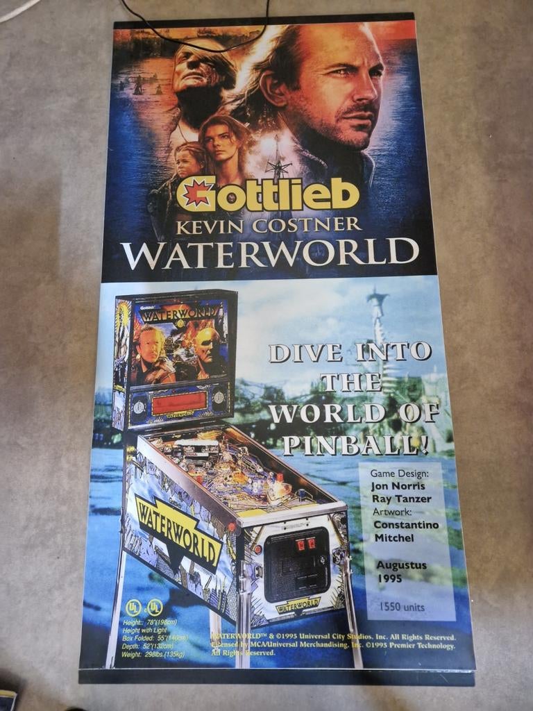 glasplaat beschermer Waterworld, Verzamelen, Automaten | Flipperkasten, Ophalen of Verzenden, Nieuw, Onderdeel of Defecte kast