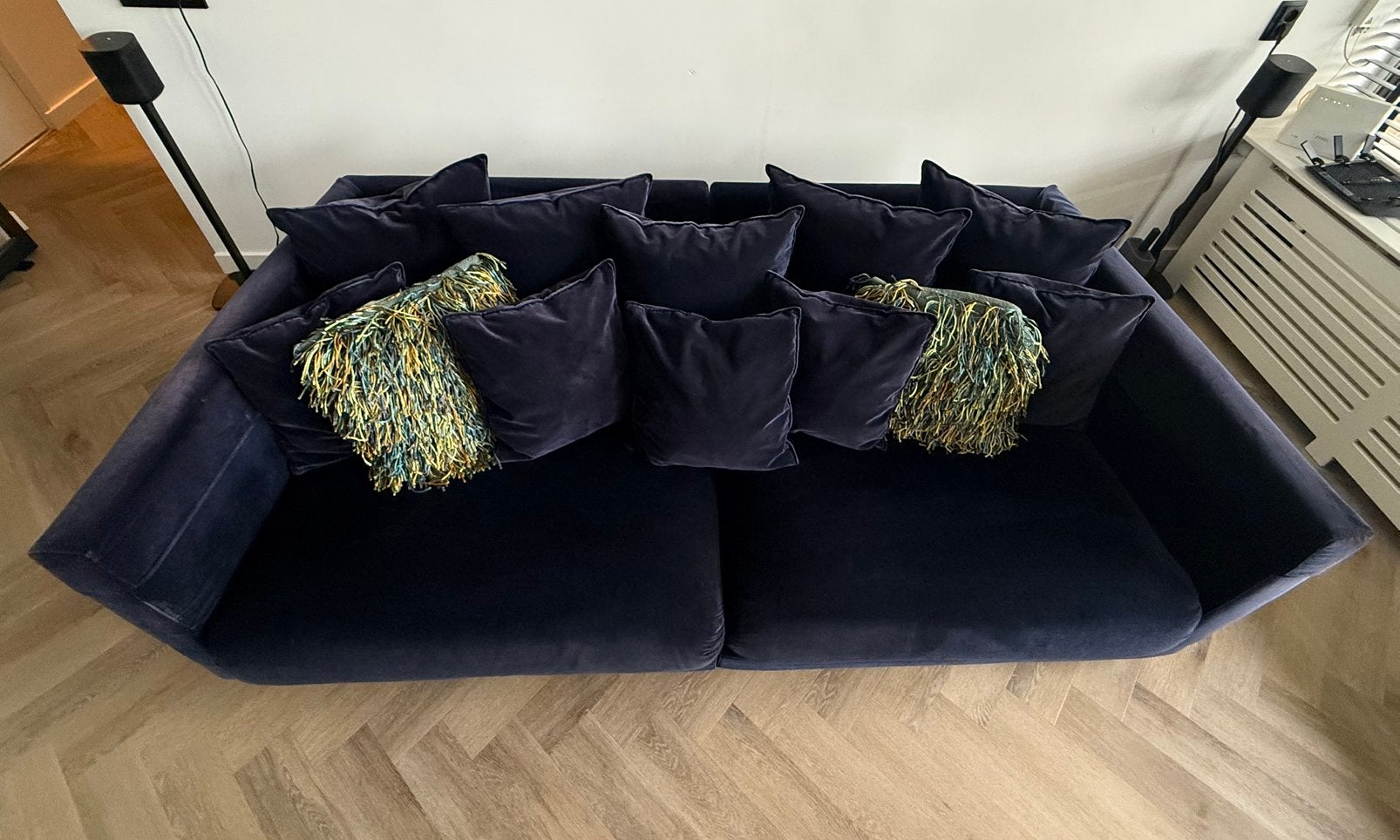 IKEA STOCKHOLM bank – donkerblauw velvet, Ophalen, 150 tot 200 cm, Tweepersoons, 75 tot 100 cm