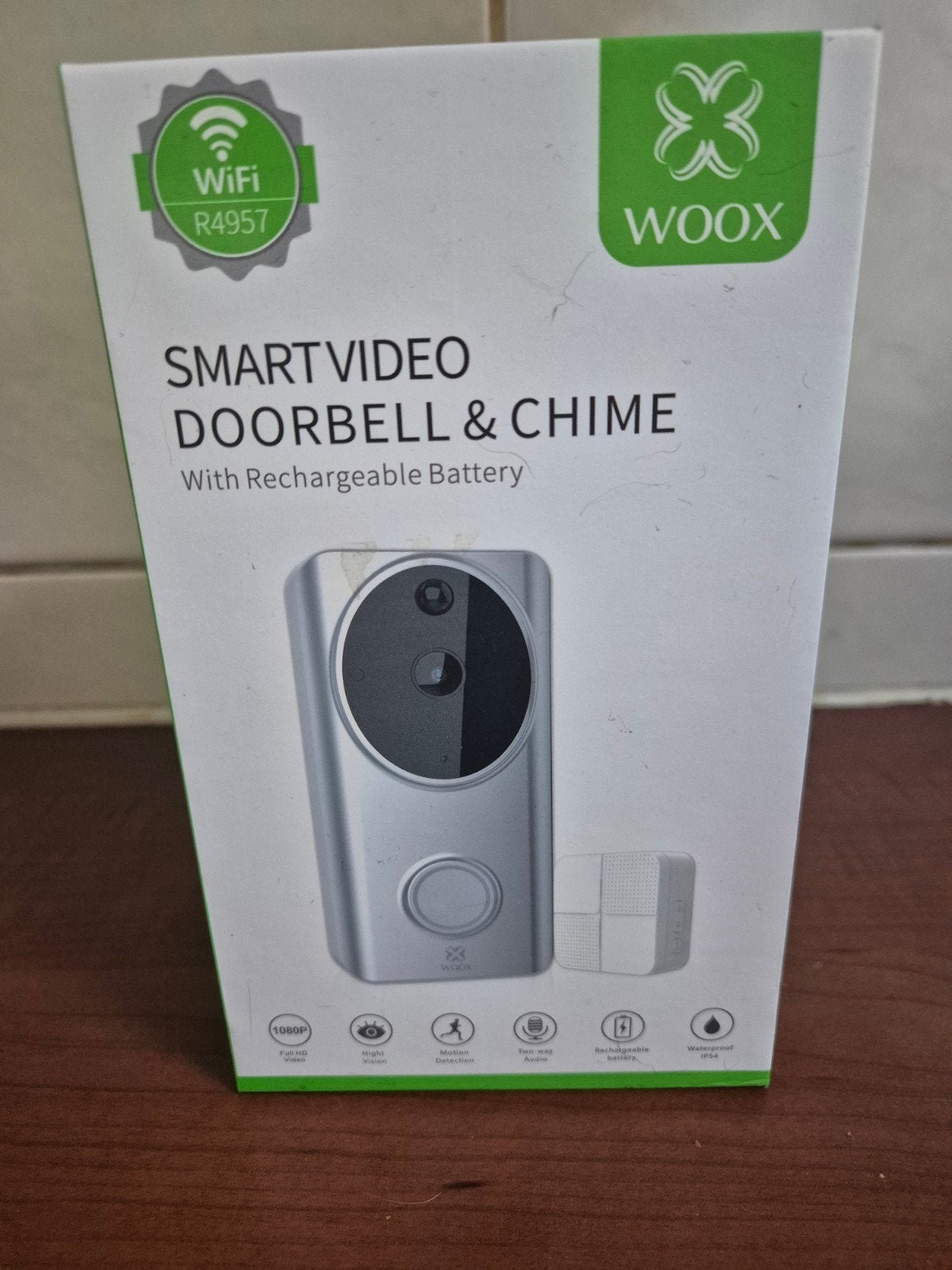 Woox Smartvideo Deurbel & Chime - Draadloos met Batterij, Ophalen, Ingebouwde camera, Zo goed als nieuw, Draadloos
