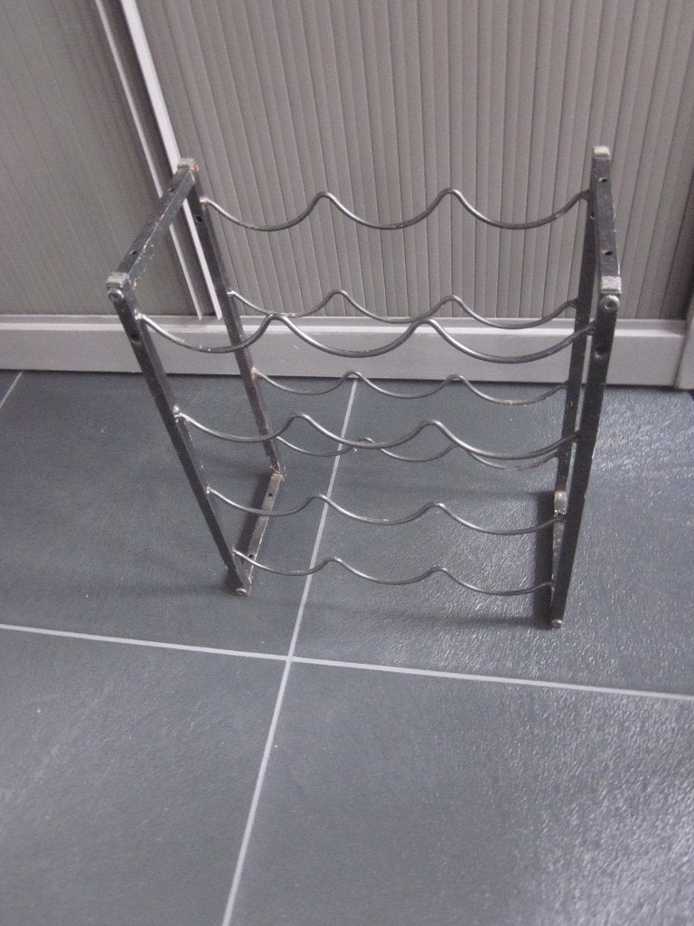 Zwart metalen wijnrek voor 12 flessen, Huis en Inrichting, Gebruikt, 5 tot 15 flessen, Ophalen of Verzenden, Metaal