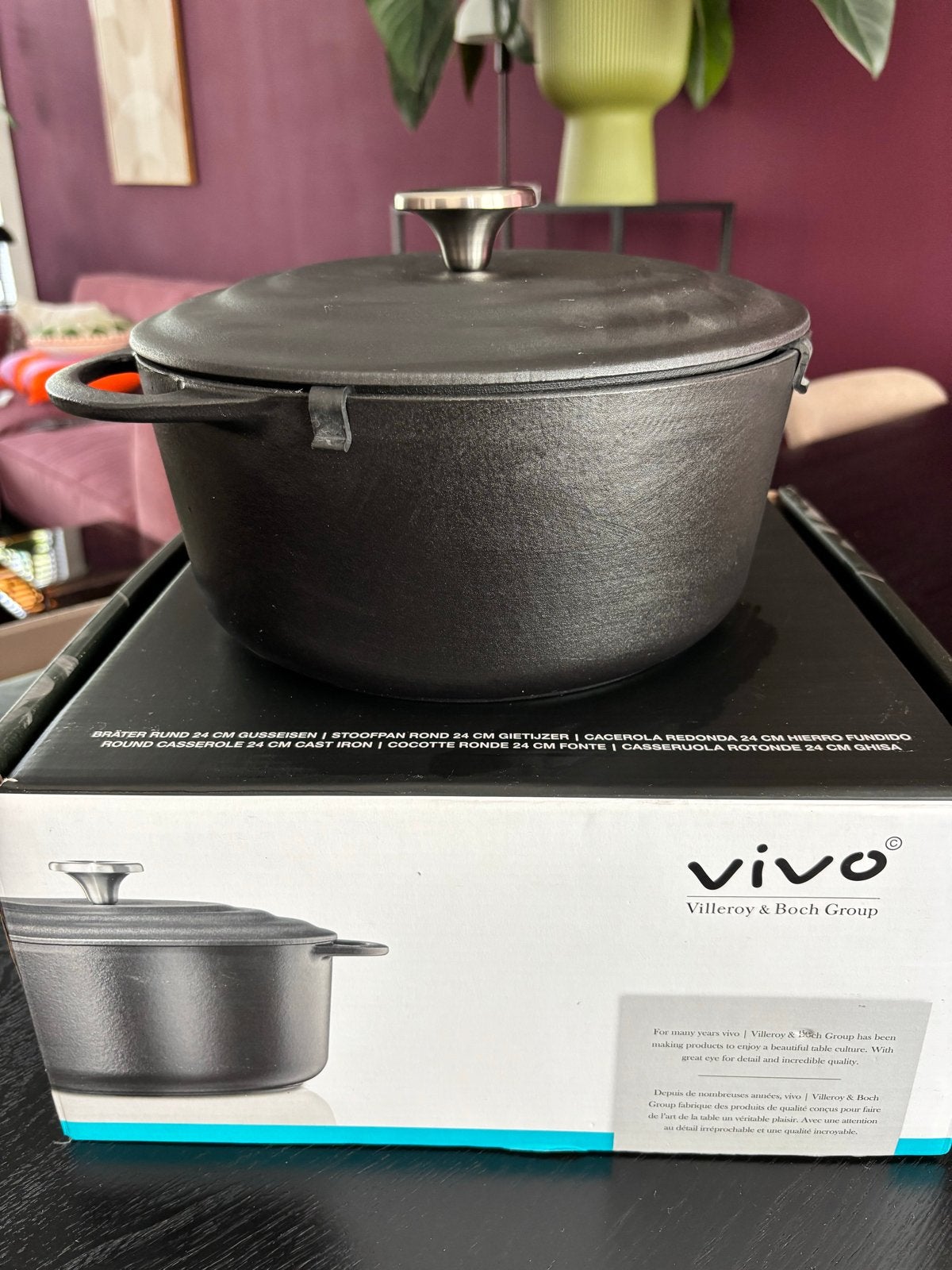 Vivo Villeroy & Boch Gietijzeren Braadpan 24 cm, Ophalen, Met deksel, Nieuw, Overige merken