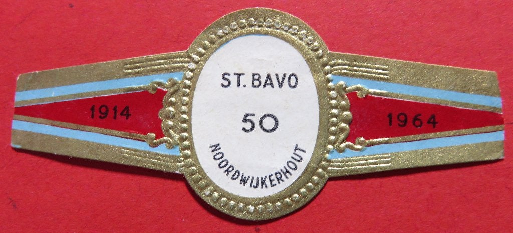 St.Bavo 50 Noordwijkerhout reclamebandje sigarenbandje, Verzenden, Gebruikt, Sigarenbandjes