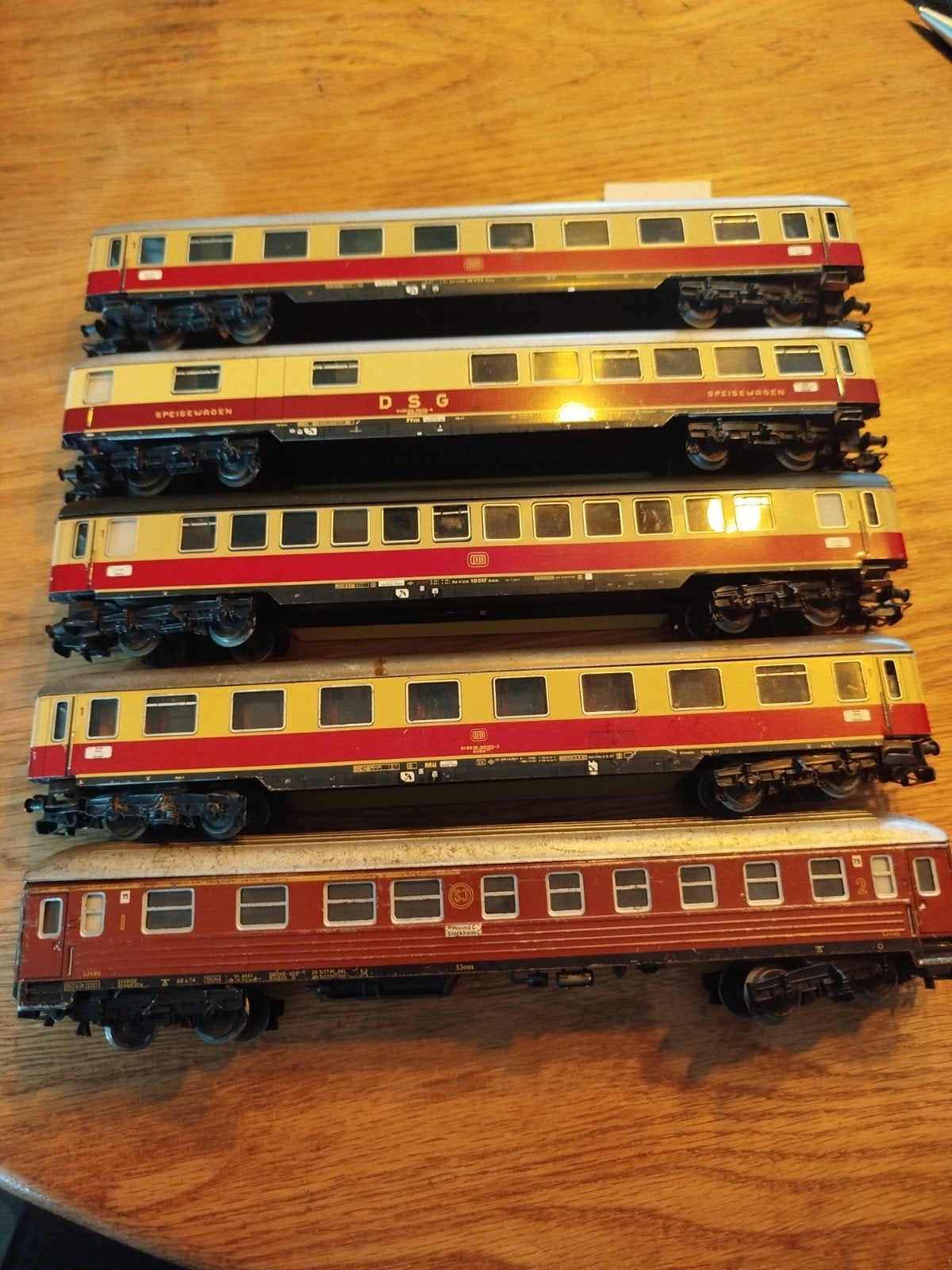 Märklin Wagons - Set van 5 gebruikte blikken  modellen, Wisselstroom, Gebruikt, Wagon, Ophalen of Verzenden