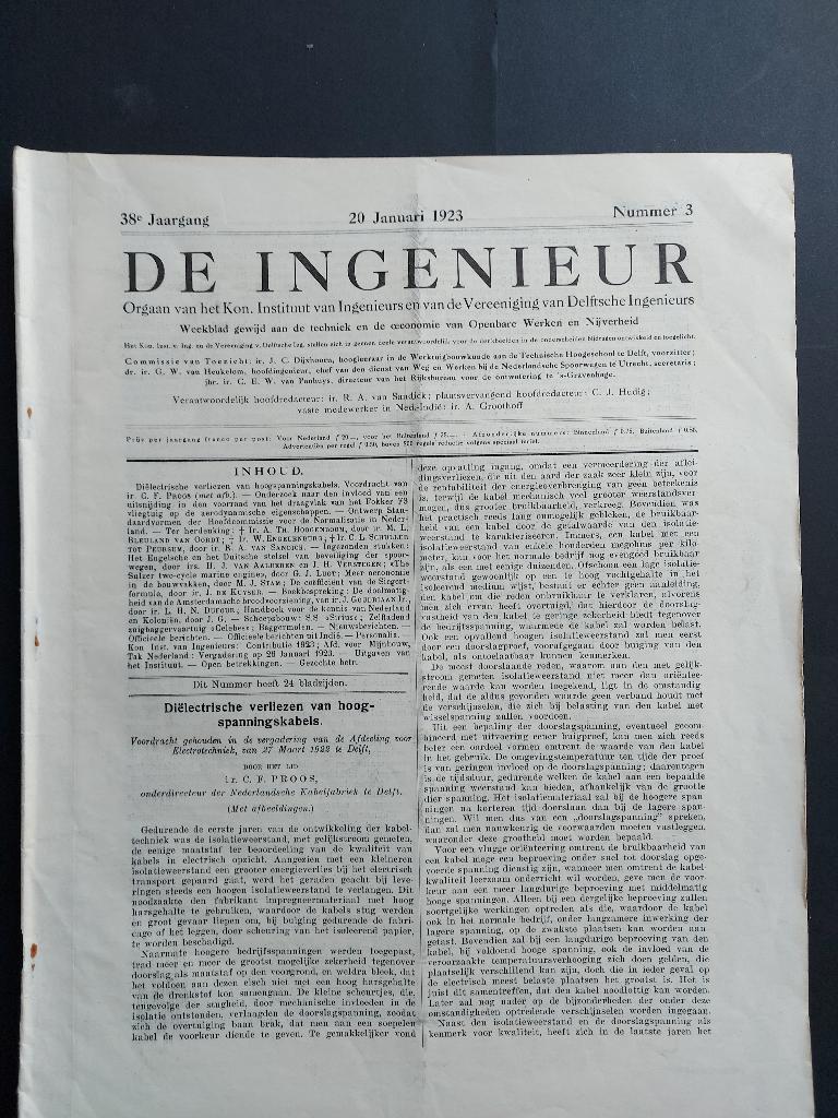 Magazine De Ingenieur uit 1923 (BK423), Ophalen of Verzenden, Gebruikt, Boek of Tijdschrift