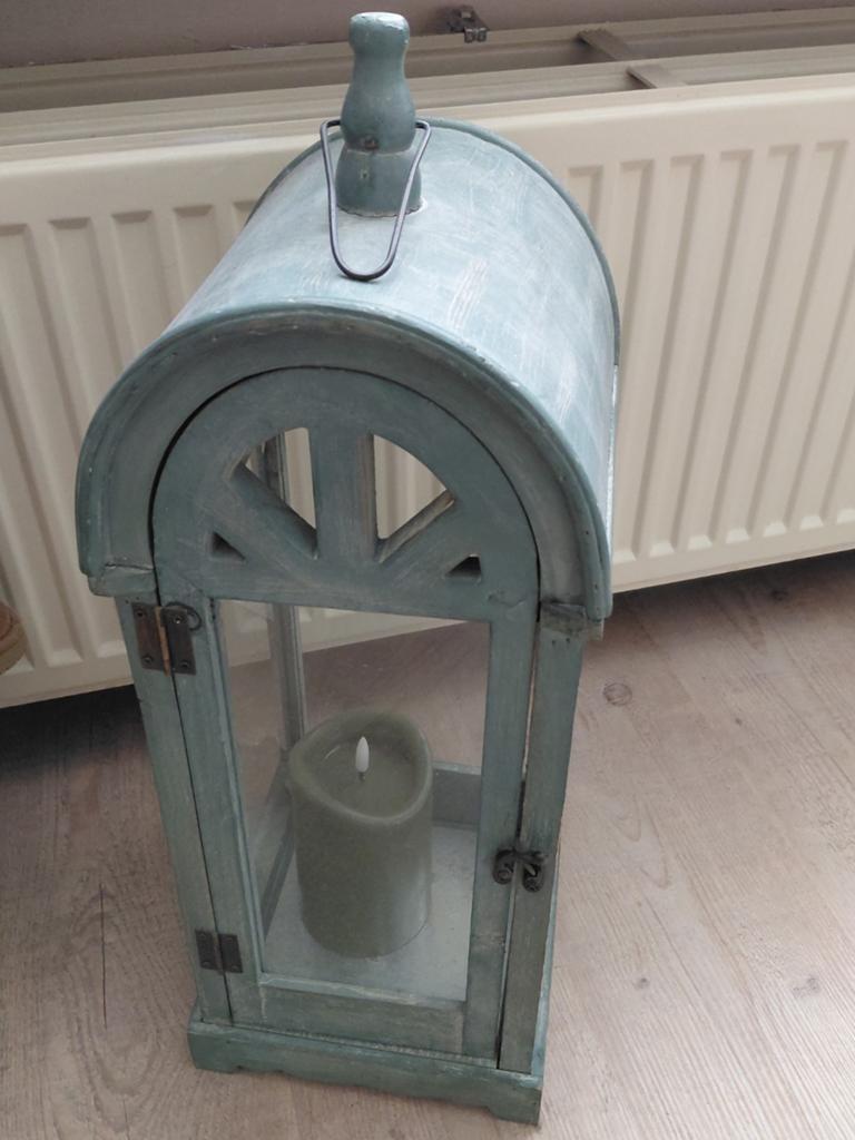 Houten Lantaarn met nep kaars, Ophalen of Verzenden
