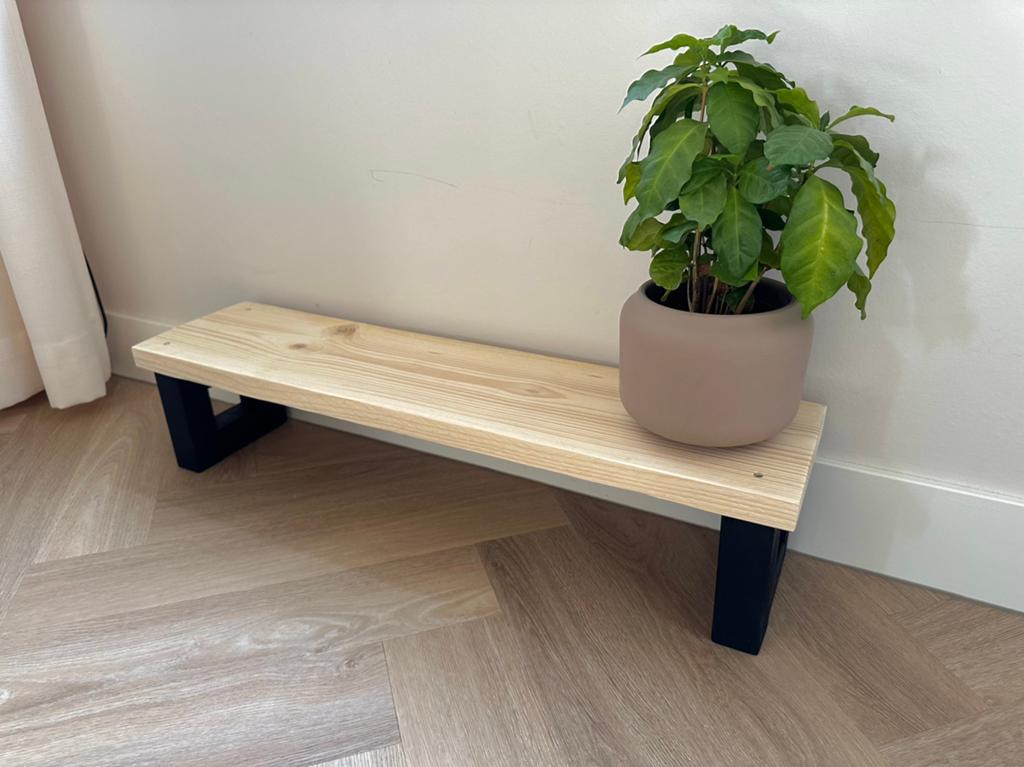 Nieuw houten vensterbank bankje met houten poten 80x20x18, Ophalen of Verzenden, Nieuw, Hout