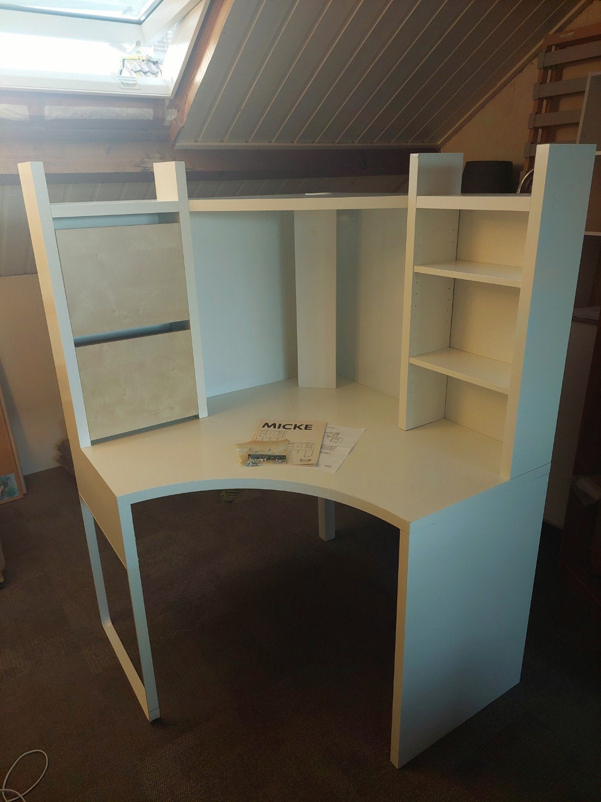 Ikea Micke hoekbureau wit/berken, Ophalen, Gebruikt, IKEA, 100 cm