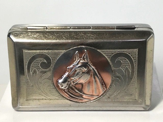 Antieke Sigaretten- Tabaksdoos Paardenhoofd Art-Deco😎💎👌, Ophalen of Verzenden