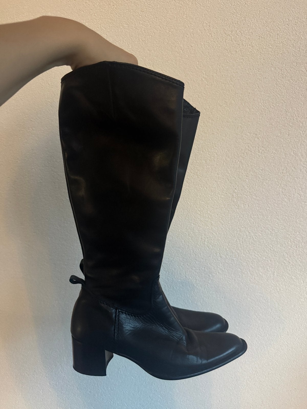 Vintage western zwarte leren cowboy laarzen, Vintage, Hoge laarzen, Vintage, Ophalen of Verzenden
