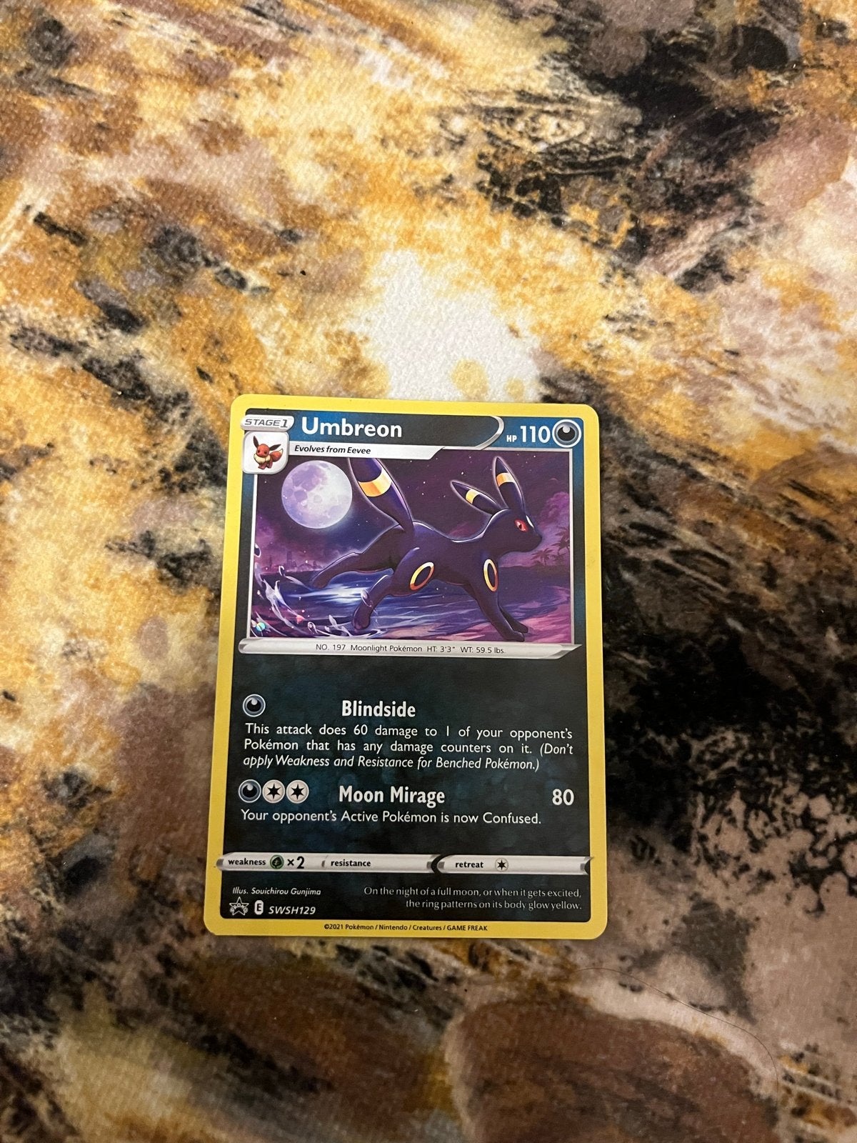 Pokémon Kaart Umbreon SWSH129 Evolving Skies, Ophalen of Verzenden, Zo goed als nieuw, Losse kaart