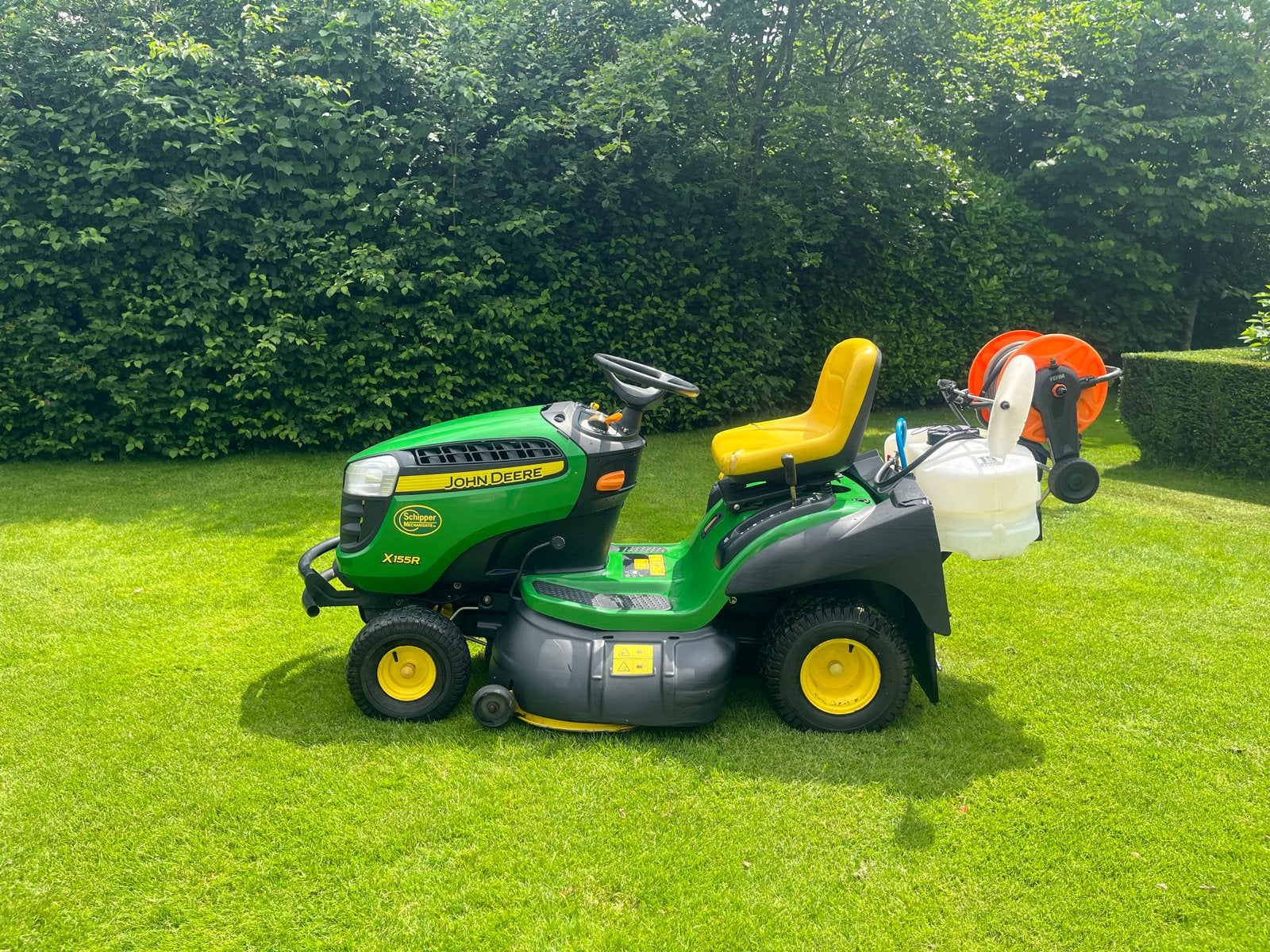 John Deere X155R - met mulchkit en onkruidspuit!, Ophalen, Cirkelmaaier, Gebruikt, Mulchfunctie