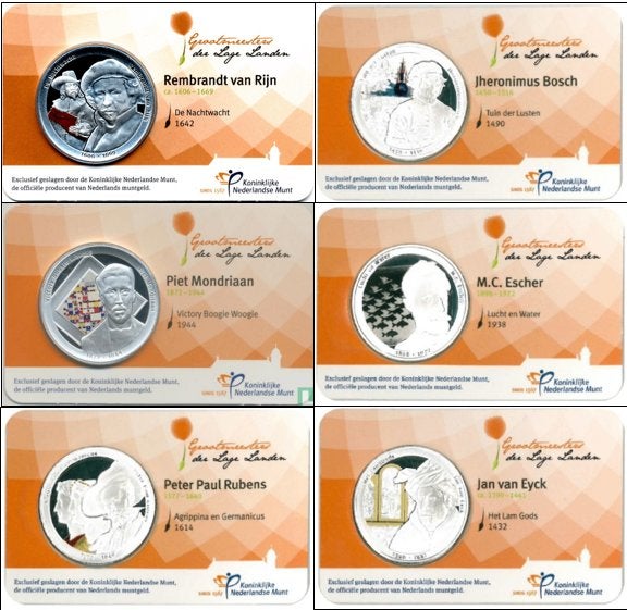 Coincards 2014 "Grootmeesters Der Lage Landen" 18,75 euro, Ophalen of Verzenden, Overige landen, Overige waardes