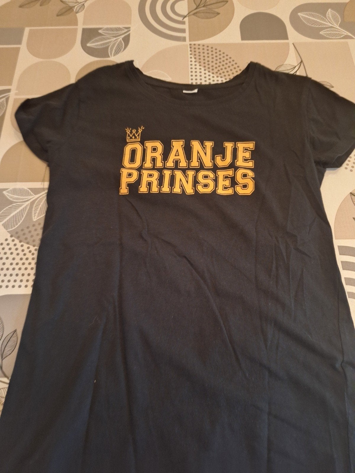Zwart T-shirt 'Oranje Prinses' maat 158/164, Gebruikt, Meisje, Ophalen of Verzenden, Shirt of Longsleeve