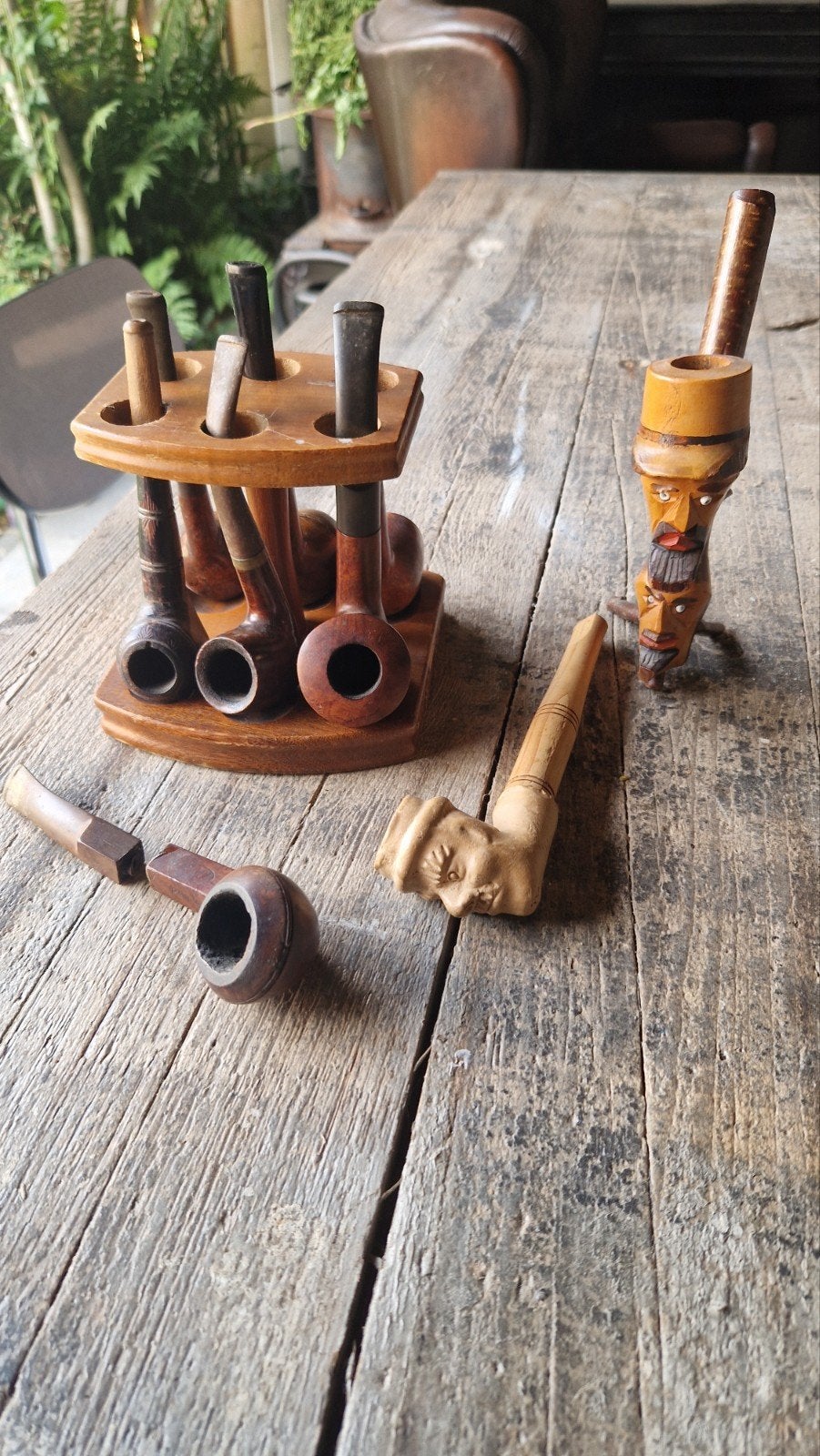 9 pijpen met standaard, Ophalen of Verzenden, Gebruikt, (Water)pijp