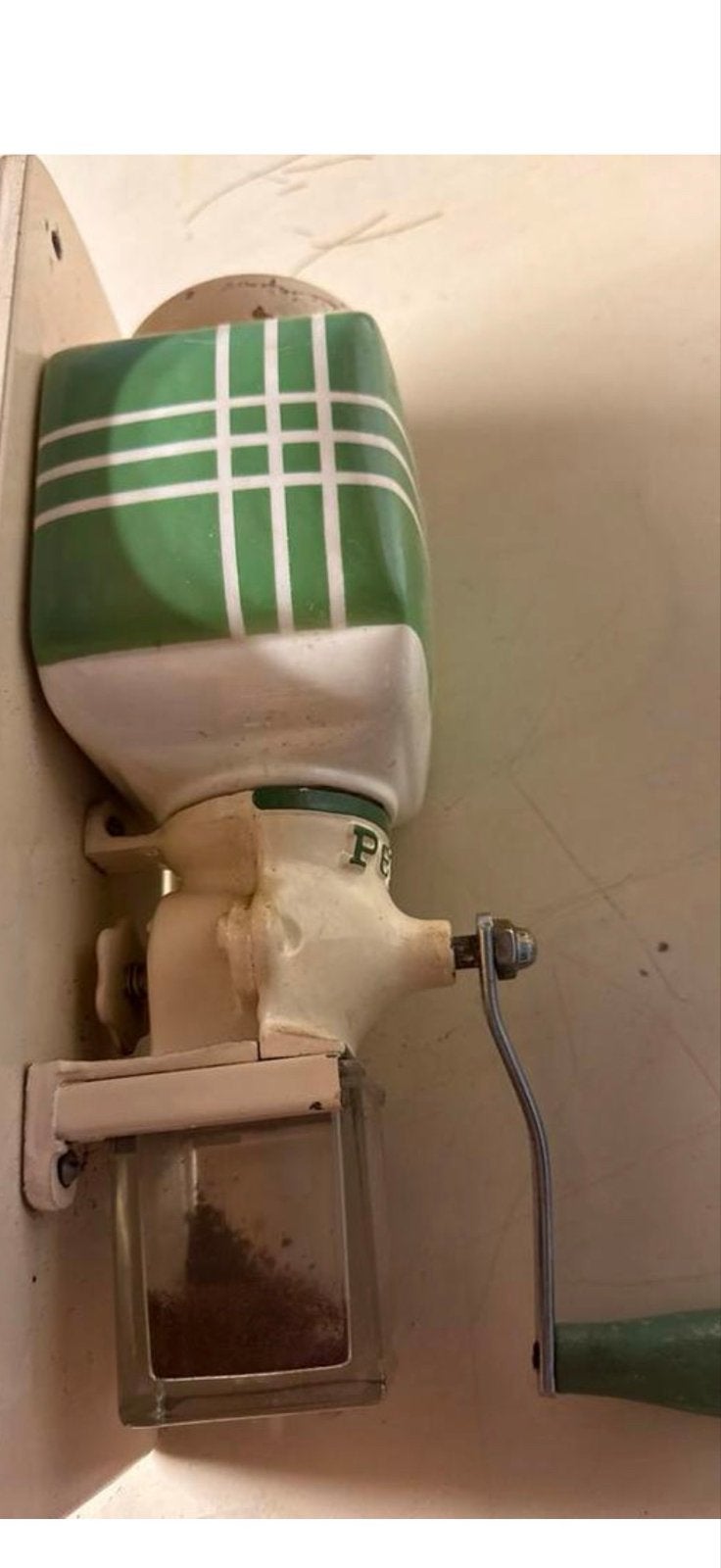 Vintage PeDe koffiemolen - Groen/Wit, Ophalen