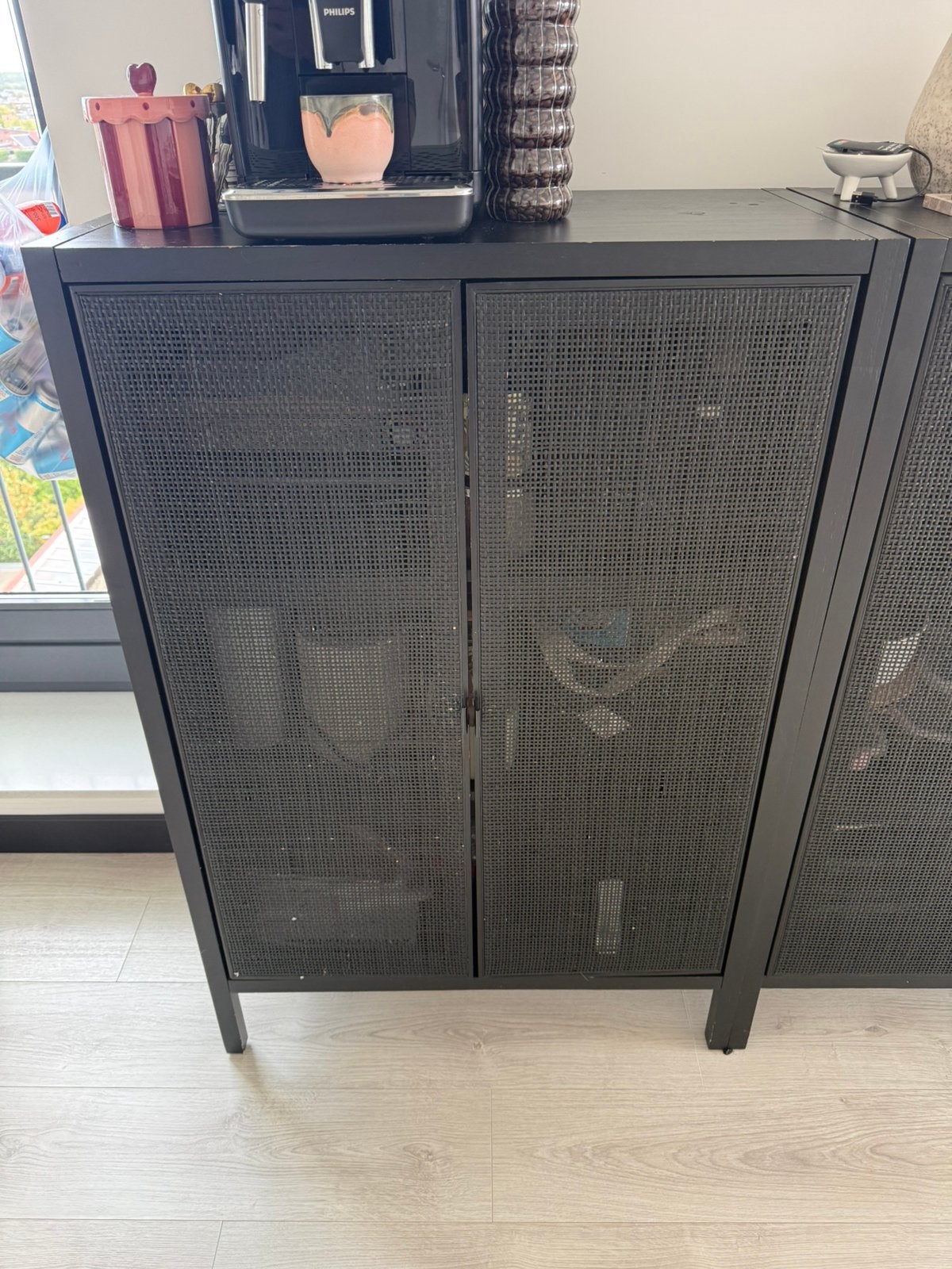 Zwarte dressoir/opbergkast, Ophalen, Gebruikt, Vrijstaande haard
