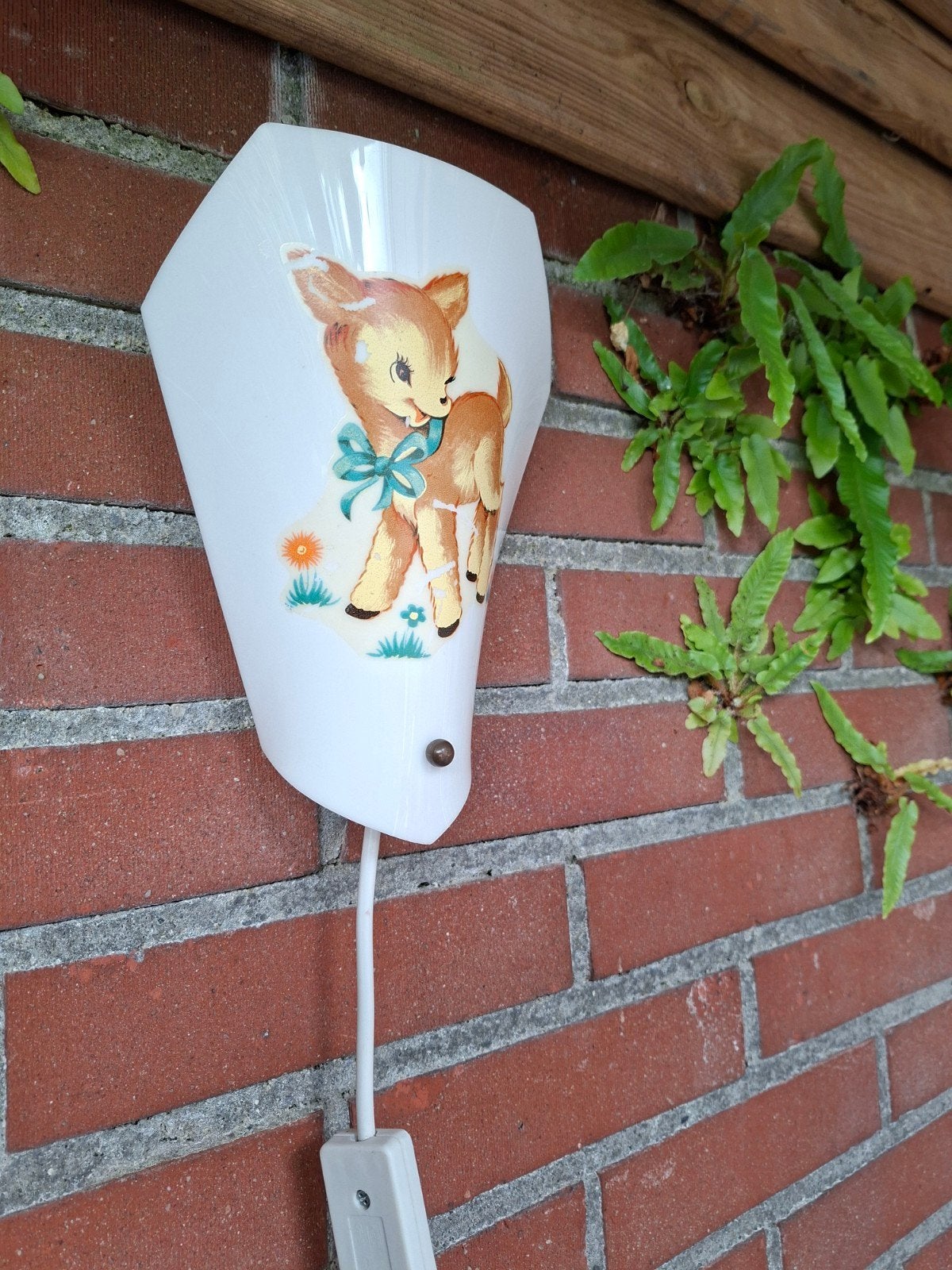 Vintage Bambi wandlamp - Nachtlampje - Jaren '70, Met schakelaar, Wit, Overige merken, Gebruikt