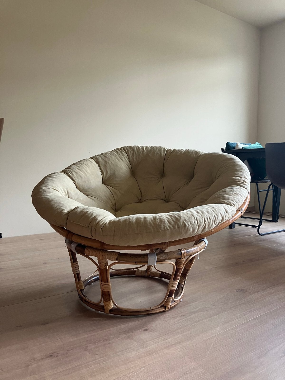 Comfortabele Papasan stoel met kussen, Huis en Inrichting, Ophalen, Gebruikt, Overige kleuren, Riet of Rotan