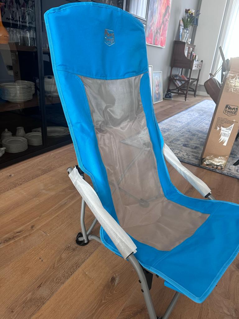 Timber Ridge strandstoel met hoge rug en opbergtas, Ophalen of Verzenden, Zo goed als nieuw, Campingstoel