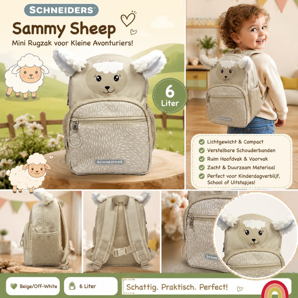 Rugzak Kinderen  - Schneiders - Sammy Sheep - Nieuw, Ophalen of Verzenden, Nieuw, Overige merken, 30 tot 45 cm