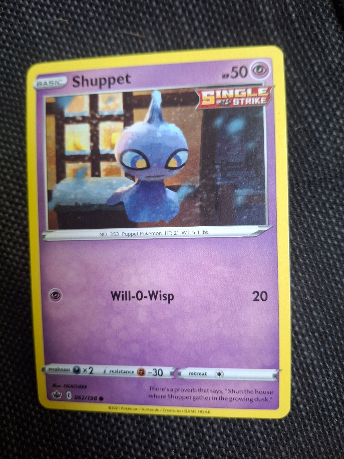 Pokémon Kaart Shuppet 062/198 - Single Strike, Ophalen of Verzenden, Gebruikt, Losse kaart