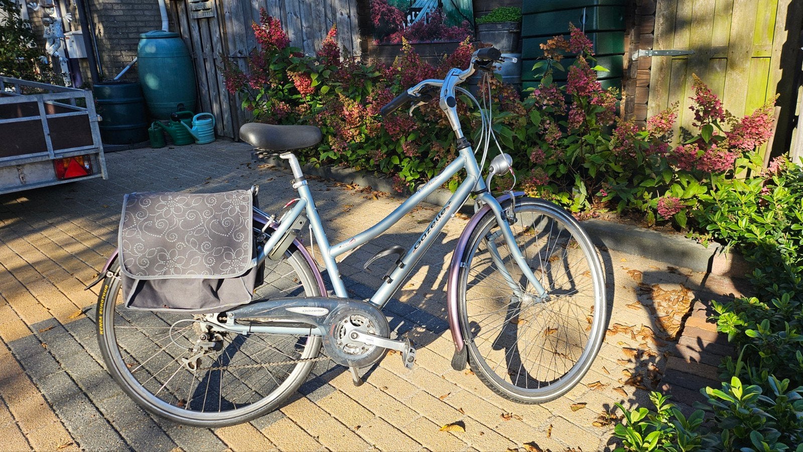 Gazelle Medeo damesfiets met versnellingen en fietstassen, Ophalen, Velgrem, (Extra) lage instap, Gazelle