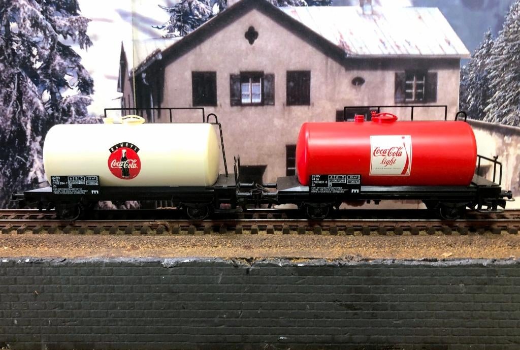 Märklin 95002 + 95003 zweedse Coca cola wagons SJ, Wisselstroom, Wagon, Ophalen of Verzenden, Zo goed als nieuw
