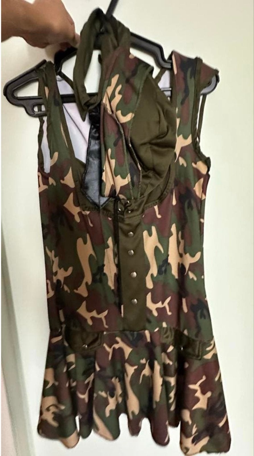 Camouflage jurk met accessoires - Ideaal voor carnaval/feest, Carnaval, Ophalen of Verzenden, Zo goed als nieuw, Kleding