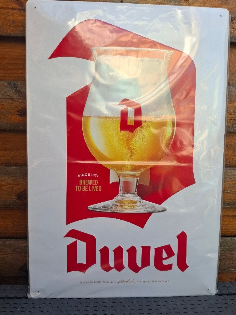 Groot reclamebord Duvel 60 x 40 cm, Ophalen of Verzenden, Nieuw, Reclamebord, Plaat of Schild, Duvel