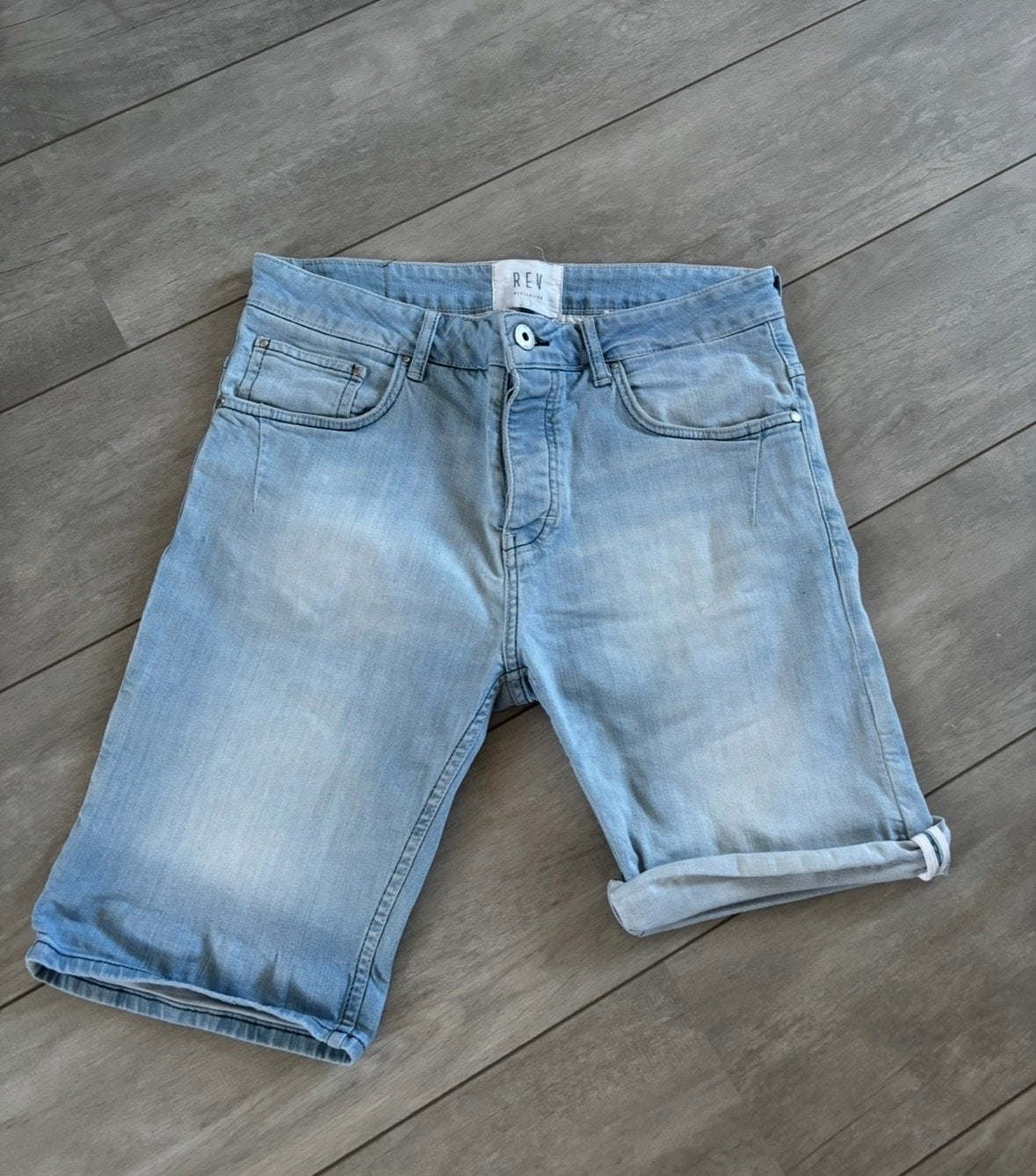 REV Revelation spijkerbroek korte broek, Ophalen of Verzenden, Gedragen, Blauw, W32 (confectie 46) of kleiner