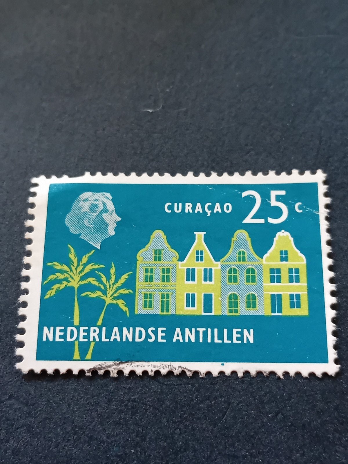 Curaçao 25c postzegel Nederlandse Antillen, Ophalen of Verzenden, Gestempeld