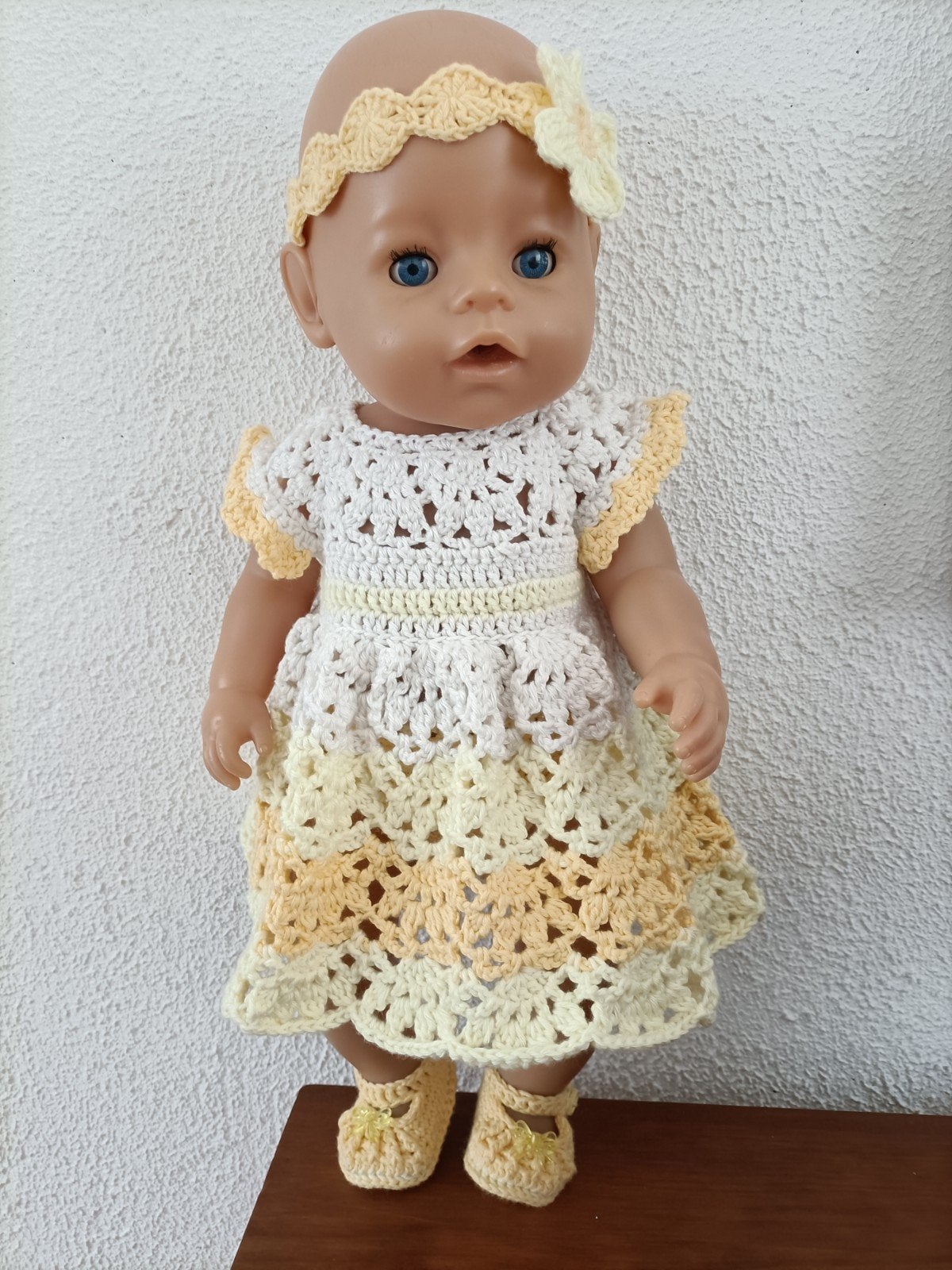 zelf gehaakt poppen kledingsetje, Ophalen of Verzenden, Nieuw, Babypop