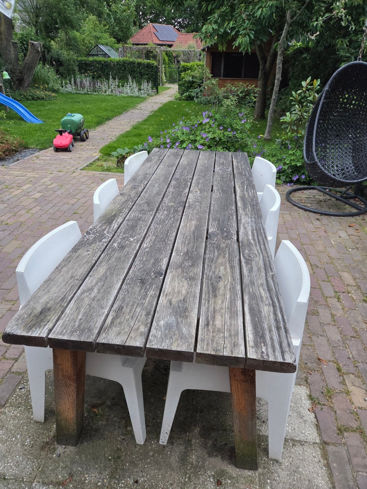 Robuuste houten tuintafel, Tuin en Terras, Tuintafels, Ophalen, Rechthoekig, Hout
