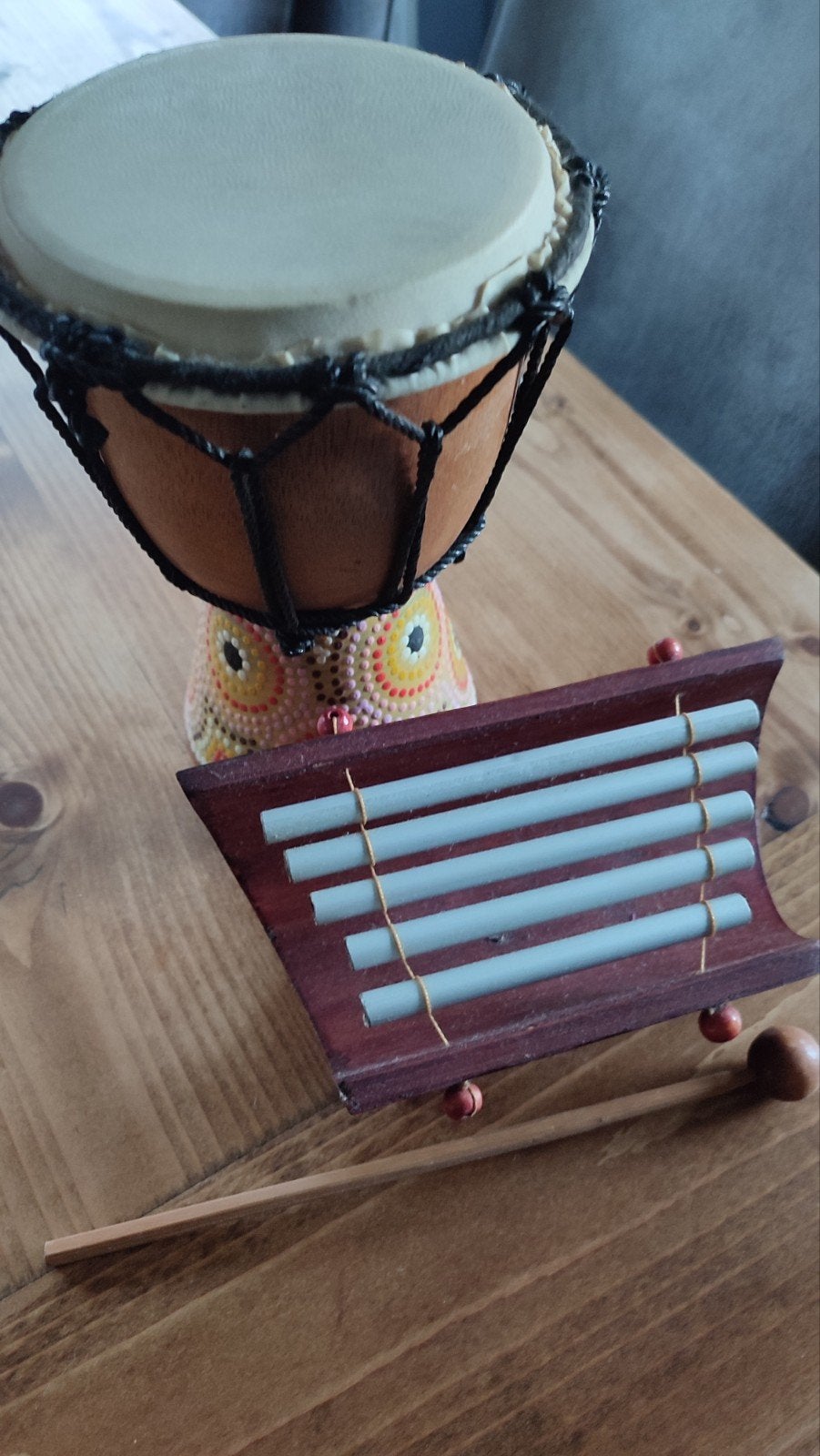 Djembe en houten xylofoon set, Muziek en Instrumenten, Ophalen of Verzenden, Gebruikt, Melodische percussie