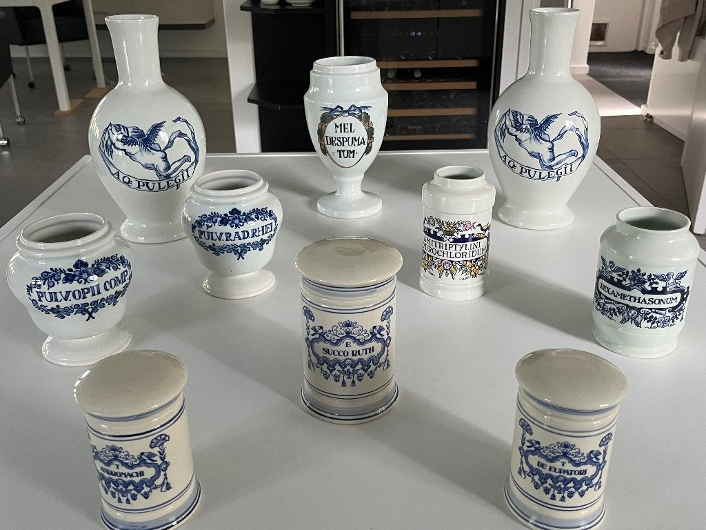 Prachtige verzameling van 10 vintage apothekerspotten/vazen, Ophalen of Verzenden