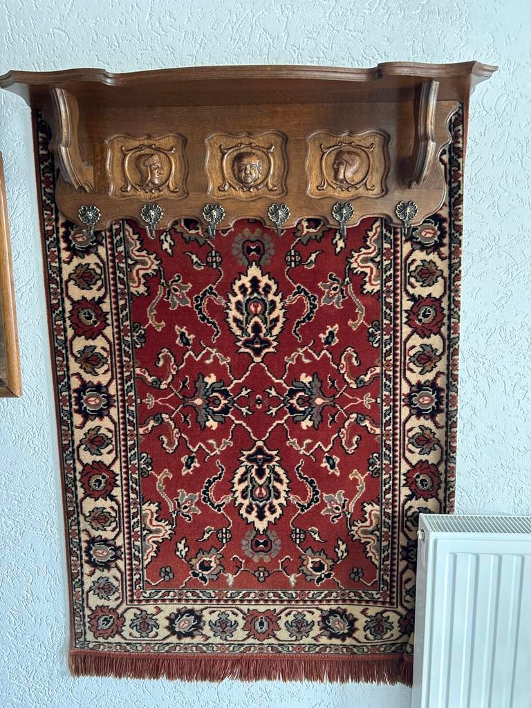 Franse Kapstok met Kleed - Vintage Houten Wandkapstok, Gebruikt, 100 tot 150 cm, Hout, Ophalen